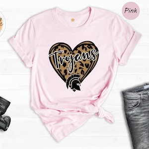Leopard Trojans Shirt, Trojan T-Shirt, Trojans Football Shirt, Trojan Team Design Shirt, School Mascot Spirit Shirt