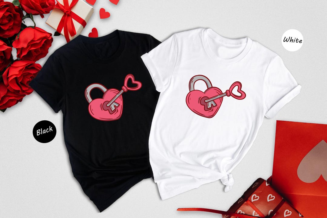 Heart Lock and Key Couple Shirt: Valentine's Day Matching Set - Etsy