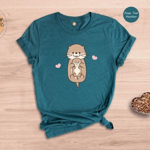 Cute Otter Shirt, Otter Lover Tee, Animal Lover T-shirt, Sea Otter Gift, Funny Otter Tshirt, Otter Baby Shirt Cute Otter Shirt image 2