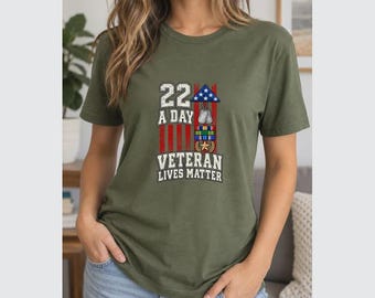 Veteran Lives Matter Shirt with 22 A Day Military Awareness Design