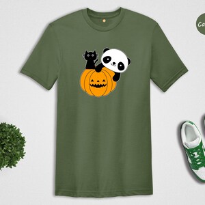 Panda and Black Cat Halloween Shirt, Happy Halloween Tee, Panda Lover Gift, Trick or Treat, Panda Lover Tee, Halloween Sweatshirt image 4