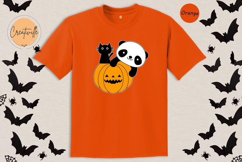 Panda and Black Cat Halloween Shirt, Happy Halloween Tee, Panda Lover Gift, Trick or Treat, Panda Lover Tee, Halloween Sweatshirt image 7