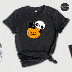 Panda and Black Cat Halloween Shirt, Happy Halloween Tee, Panda Lover Gift, Trick or Treat, Panda Lover Tee, Halloween Sweatshirt image 5