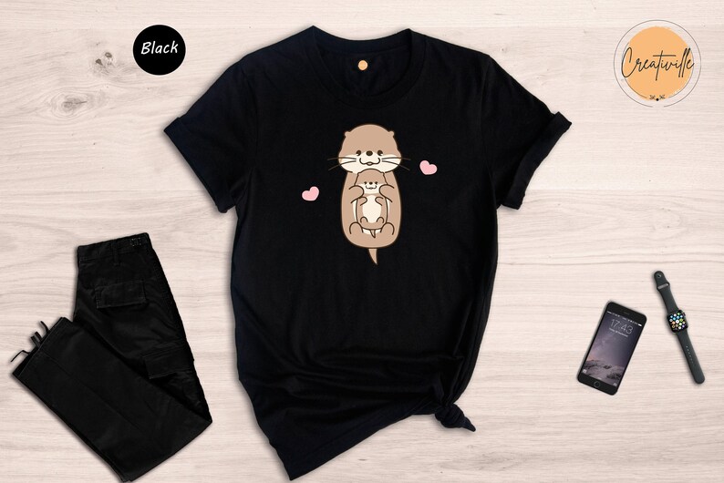 Cute Otter Shirt, Otter Lover Tee, Animal Lover T-shirt, Sea Otter Gift, Funny Otter Tshirt, Otter Baby Shirt Cute Otter Shirt image 6