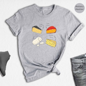 Handwritten Cheese Chart T-shirt, Cheese Lover,Foodie Shirt, Blogger Style, Chef Shirt