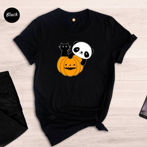 Panda and Black Cat Halloween Shirt, Happy Halloween Tee, Panda Lover Gift, Trick or Treat, Panda Lover Tee, Halloween Sweatshirt image 3