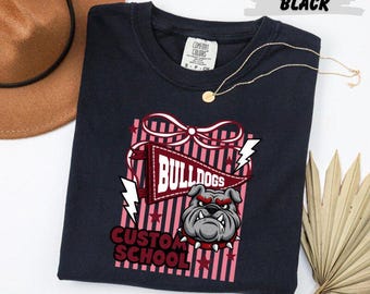 Comfort Colors®  Custom Bulldogs School Spirit T-Shirt Personalized Mascot Tee Game Day Shirt Youth Unisex
