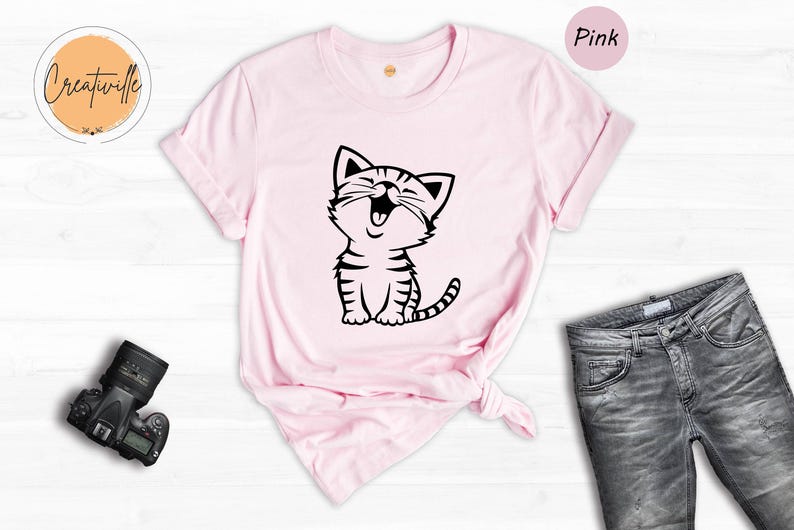 Cute Kitten Shirt, Kitten Shirt, Cute Cat Shirt, Cat Shirt, Laughing Cat Shirt, Laughing Cat T-Shirt, Funny Kitten Shirt image 1