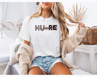 Comfort Colors®  Nurse Leopard Print T-Shirt Cute Nurse Gift Nursing Student Grad RN LPN CNA Tee