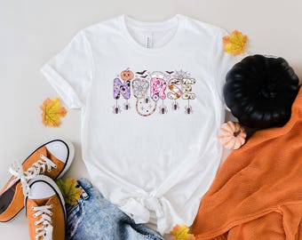 Halloween Nurse Shirt, Spooky Nurse Life Tee, Pumpkin Spider Web Nurse T-Shirt, Funny Nurse Halloween Gift, Nursing School Tee