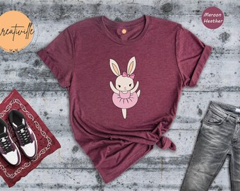 Ballerina Bunny Shirt, Dancer Rabbit T-Shirt, Spring Animal Tee, Easter Dancer Shirt, Cute Bunny Gift
