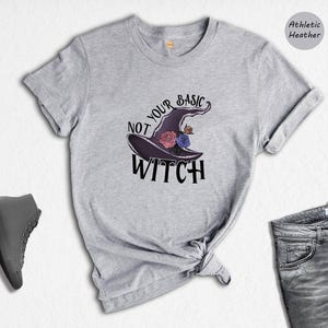 Not Your Basic Witch Shirt, Witch Hat Floral Halloween Tee, Funny Spooky Season Shirt, Cute Witchy Gift for Women