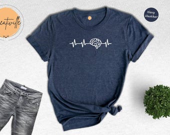 Brain Heartbeat T-Shirt: Funny Anatomy Tee, Neurologist Gift