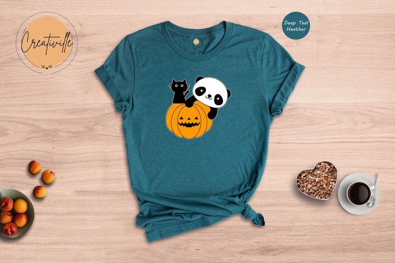 Panda and Black Cat Halloween Shirt, Happy Halloween Tee, Panda Lover Gift, Trick or Treat, Panda Lover Tee, Halloween Sweatshirt image 6