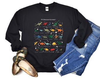 Dinosaur Alphabet Sweatshirt: Dino ABC Identification Hoodie
