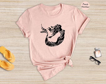 Floral Mermaid T-Shirt: Princess Party Shirt, Gifts For Her