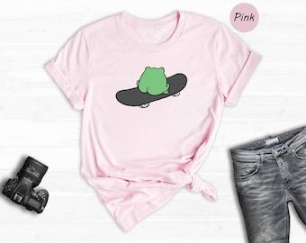 Funny Frog Shirt: Sarcastic Toad on Skateboard, Retro Style