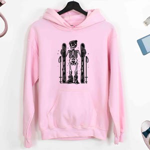 Snow Skiing Sweatshirt, Snowboard Couple Sweatshirt, Skeleton Ski Sweatshirt, Ski Christmas Sweatshirt, Snowboard Lover Gift, Ski Sweater