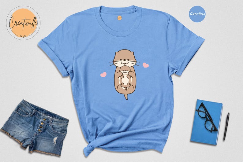 Cute Otter Shirt, Otter Lover Tee, Animal Lover T-shirt, Sea Otter Gift, Funny Otter Tshirt, Otter Baby Shirt Cute Otter Shirt image 7