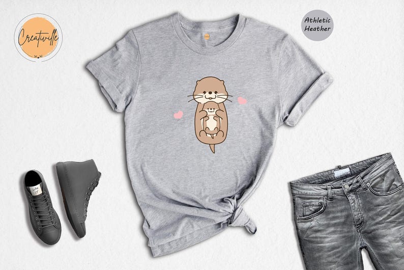 Cute Otter Shirt, Otter Lover Tee, Animal Lover T-shirt, Sea Otter Gift, Funny Otter Tshirt, Otter Baby Shirt Cute Otter Shirt image 3