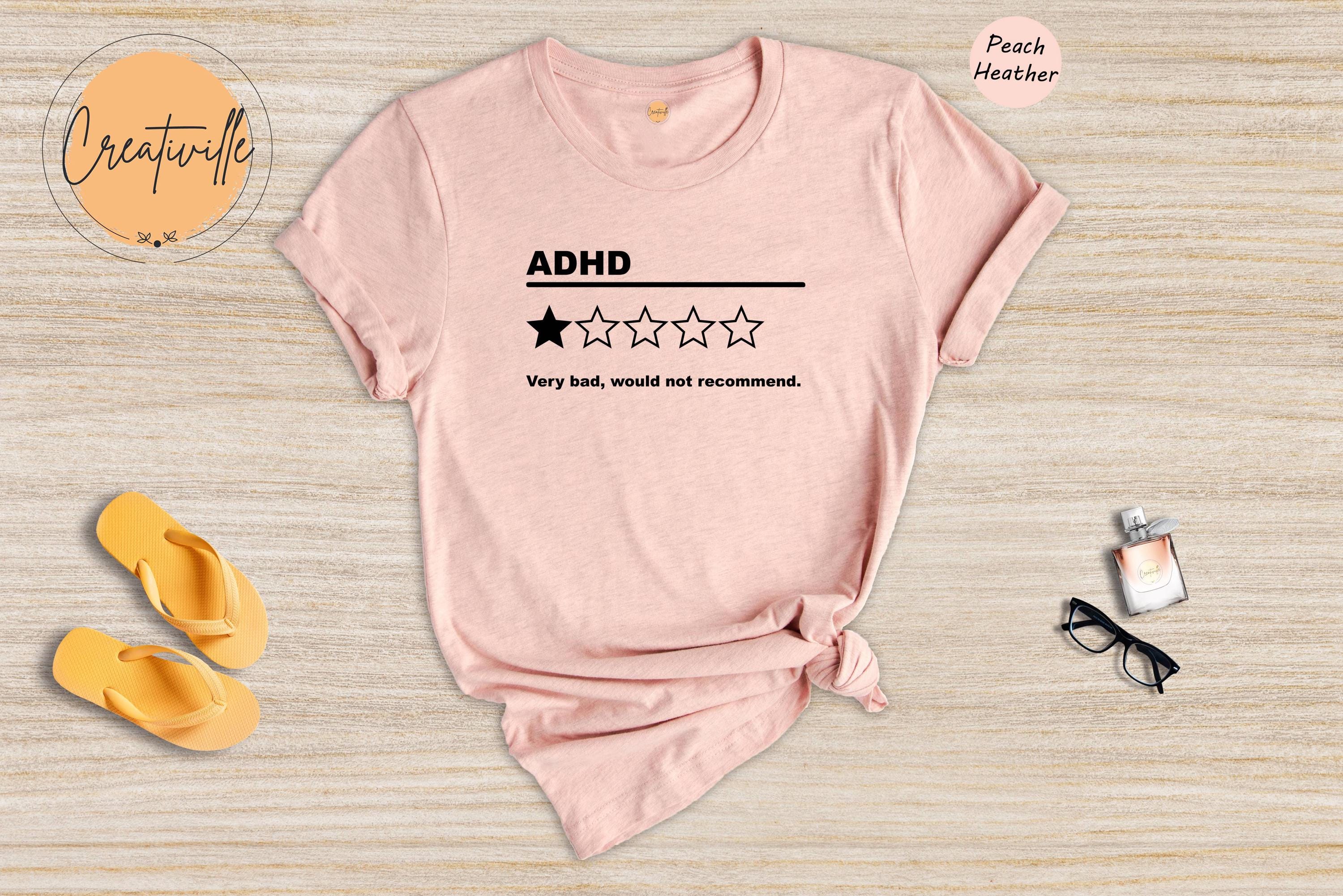 ADHD One Star Review T-shirt: Funny Attention Deficit Tee - Etsy