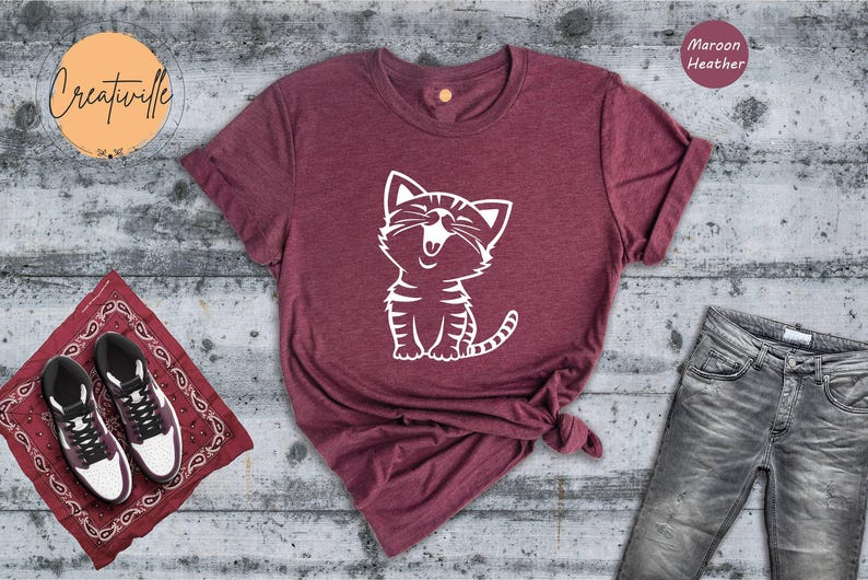 Cute Kitten Shirt, Kitten Shirt, Cute Cat Shirt, Cat Shirt, Laughing Cat Shirt, Laughing Cat T-Shirt, Funny Kitten Shirt image 5