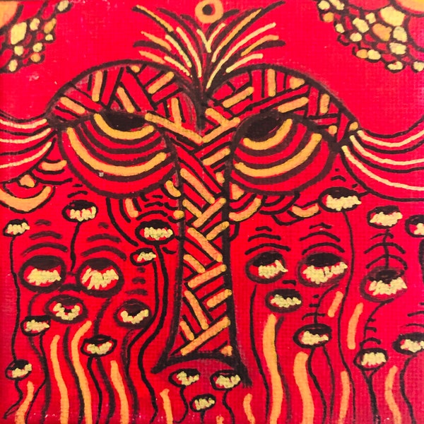 Tableau 10X10 Astrologie bélier zentangle, peinture acrylique