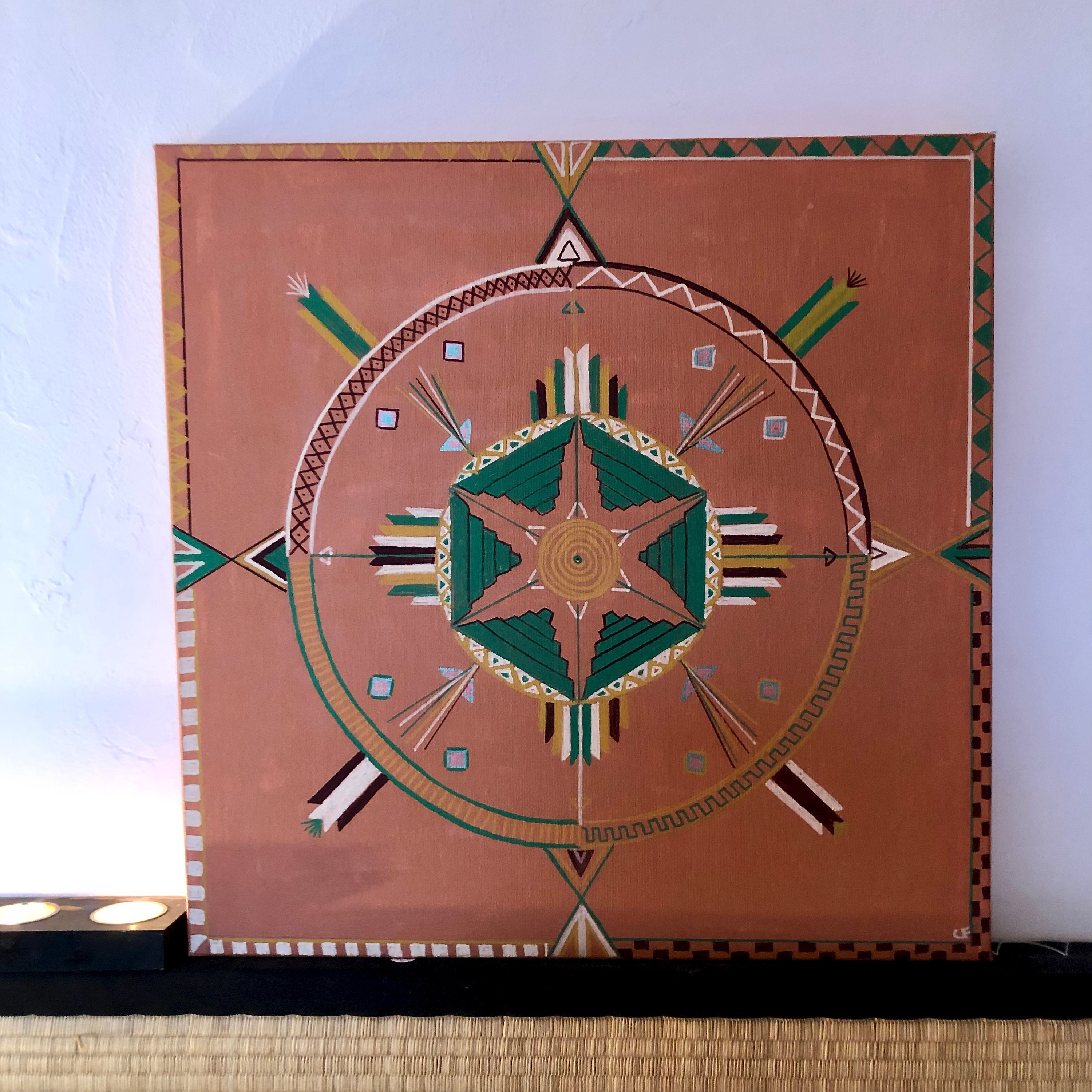 Mandala Collection Amérindienne, Peinture Acrylique sur Toile, 50x50