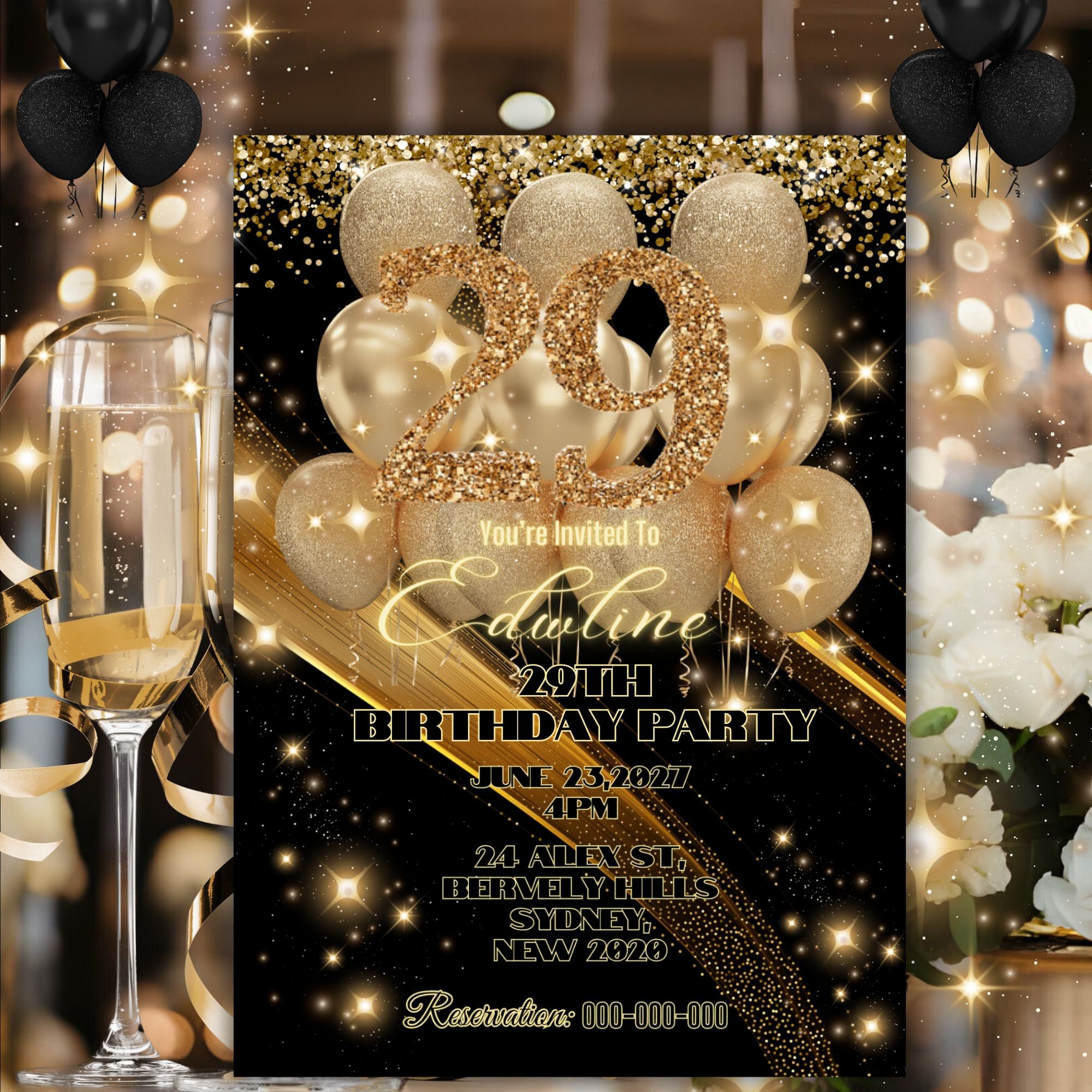 Printable 29th Birthday Invitations, Canva 29th Birthday Invitation