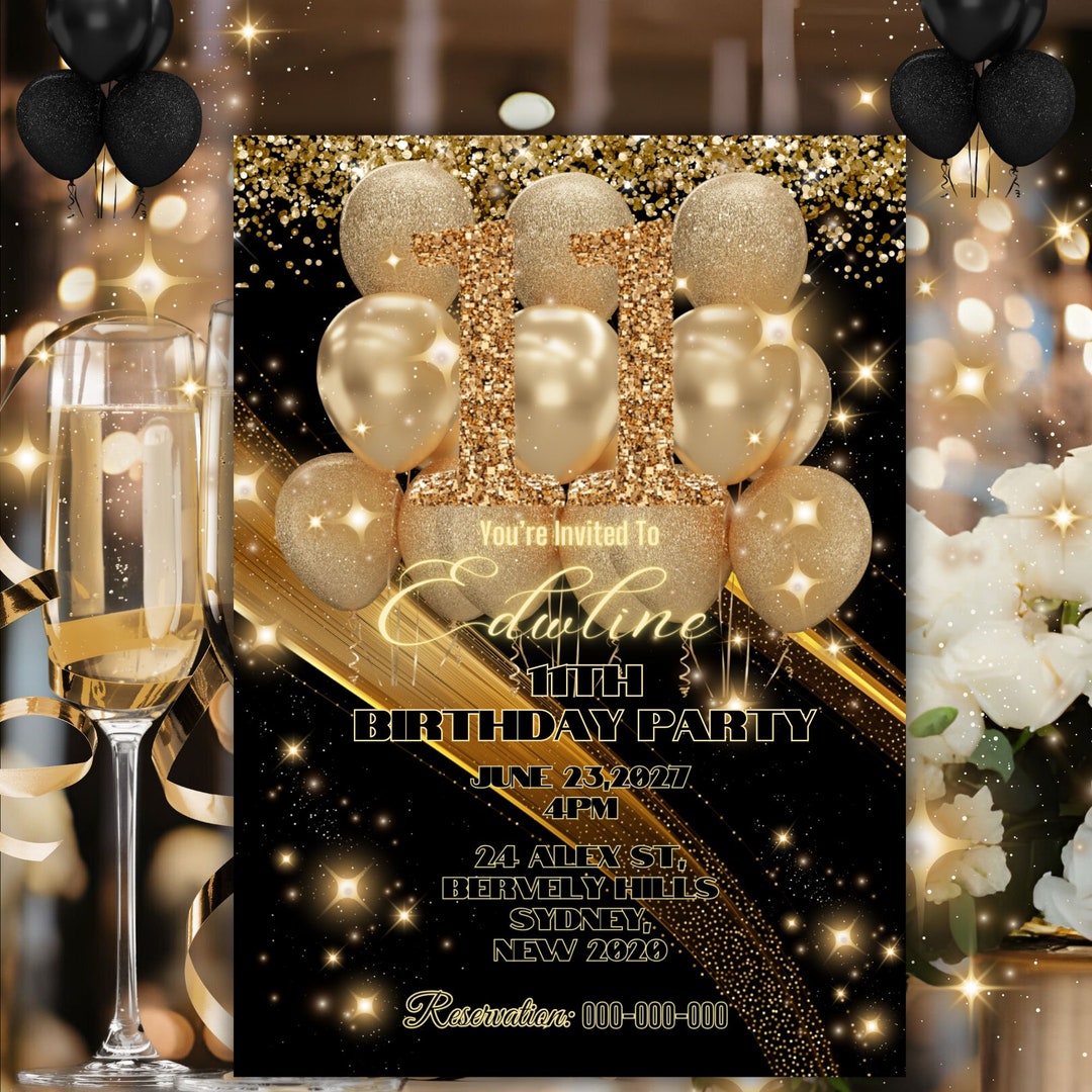 Printable 11th Birthday Invitations, Canva 11th Birthday Invitation ...