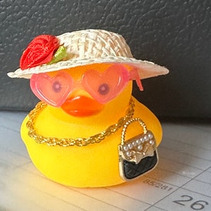 rubber duck office gift, collector duck, dashboard duck farm, diva duck, Themed rubber duck, white elephant gift, purse, hat