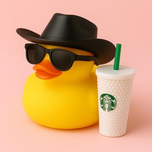 Koffiebadeend | Starbucks-cadeau | dashboardeend | gepersonaliseerd cadeau | Eendencollectie