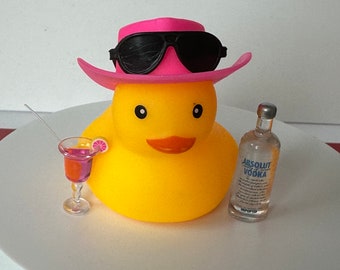 Liquor dashboard duck accessory, cruising duck, cute gift, liquor bottle rubber duck, coworker gift, beer gift, cowboy, cowgirl, themed duck