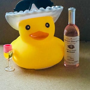 Wine Drinking Rubber Duck: Cowboy Car Dashboard Decor rose