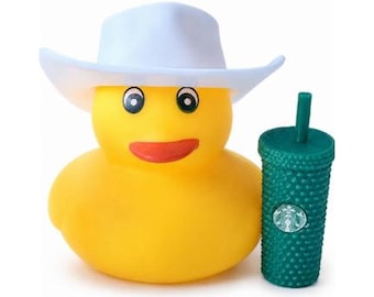Coffee Lover Rubber Duck,  Fan Gift with Cowboy Hat
