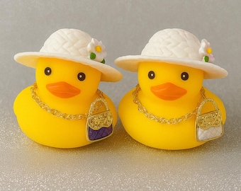 Diva Rubber Duck, Fashion Lover Gift, Flower Hat & Purse, Office Desk Decor, Girly Gift for Her, Quirky Coworker Gift