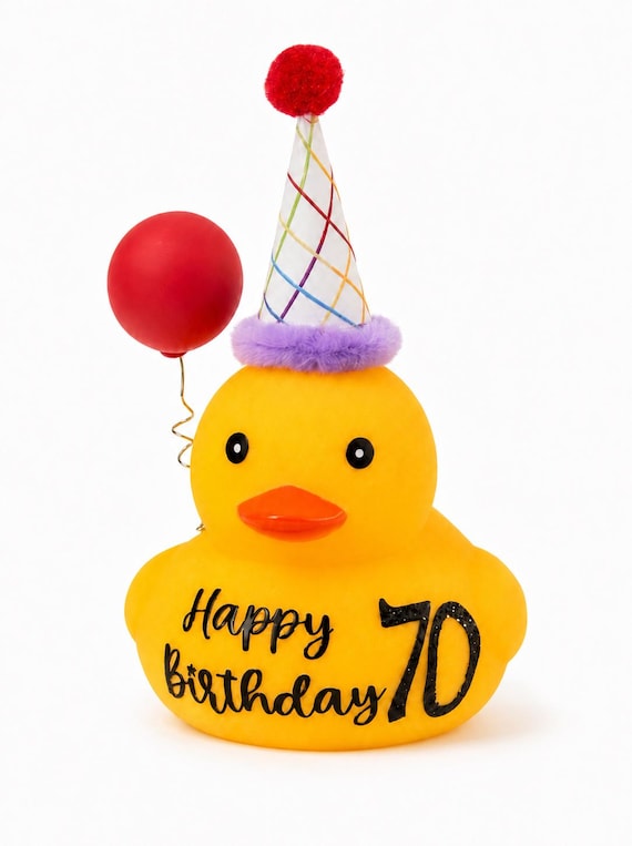 Happy Birthday Custom Rubber Duck, Wine Martini Theme Party Favor