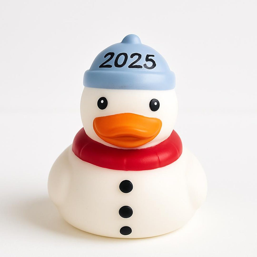 Duckshop Sammelfigur Schneemann Badeente – 8 Cm Vinyl-Quietschente – Mit Schlüsselanhänger – Lustiges Winter-Geschenk Zu Weihnachten – Für Badewanne & Deko