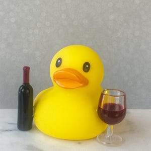 Wine Drinking Rubber Duck: Cowboy Car Dashboard Decor 3inch Big Glass