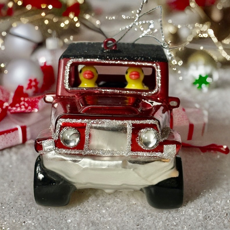 Duck Drives Jeep Ornament Jeep Wrangler With Ducks Dashboard Etsy