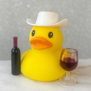 Wine Drinking Rubber Duck: Cowboy Car Dashboard Decor image 12