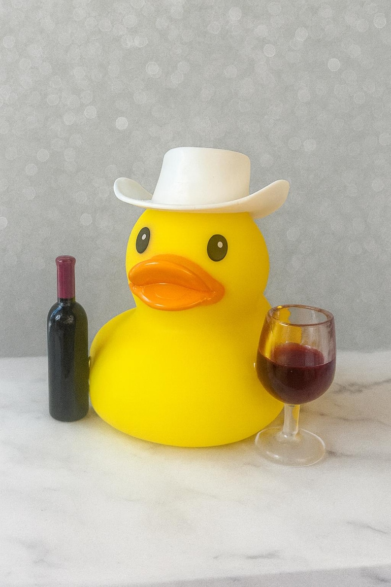 Wine Drinking Rubber Duck: Cowboy Car Dashboard Decor image 12