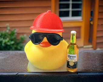 Rubber Duck with Baseball Hat: Car Dashboard Decor