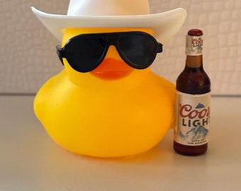 Duck accessory, cruising duck, cute gift, beer bottle, beer gift, rubber duck, coworker gift, cowboy, cowgirl, corona, coors, bud