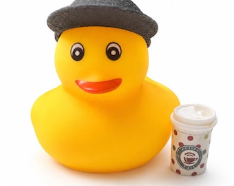 Coffee Rubber Duck, Personalized Coffee Lover Gift, Car Dashboard Decor, Custom Name Duck, Christmas Stocking Stuffer, Duck Collection