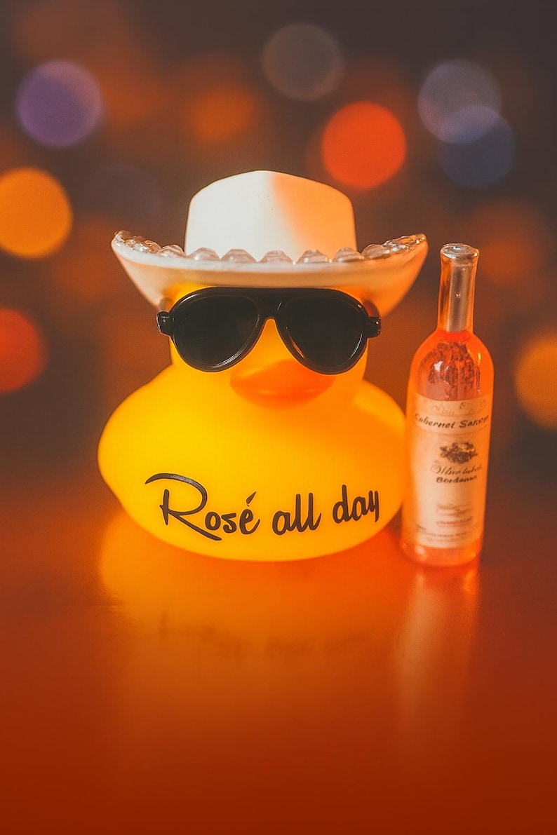 Wine Drinking Rubber Duck: Cowboy Car Dashboard Decor image 13