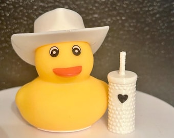 Pato de café con taza: Adorno para el salpicadero del coche