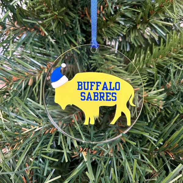 Buffalo Sabres 3 Inch Clear Acrylic Ornament | Buffalo NY | Buffalo Sabres Hockey | Sabres Gift | Tree Ornament | Christmas Decor