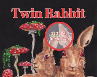 Twin Rabbit - Download digitale - Opera d'arte originale - Stampa artistica - Coniglio - Coniglietto