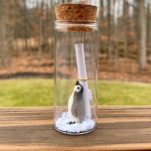 Penguin Message in a Bottle, Mother’s Day/Anniversary/Valentines/Birthday Gift for Her/Him